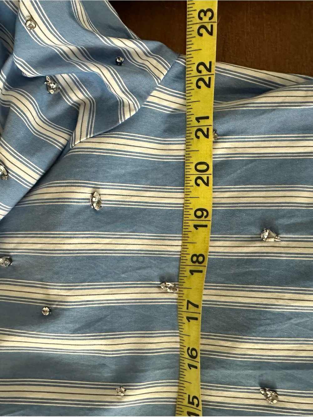 Anthropologie Blue and White Striped Shirt dress with rhinestones size L NWT - Picture 4 of 7